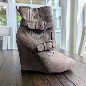Joie tan leather wedge boots